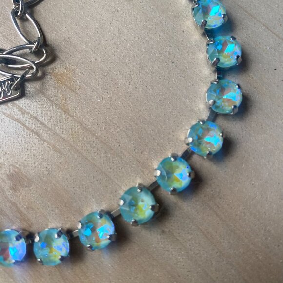 NWT Mariana Icy Blue Aqua Crystal Collar Necklace Silver Rhodium 17" Preppy - Picture 7 of 9